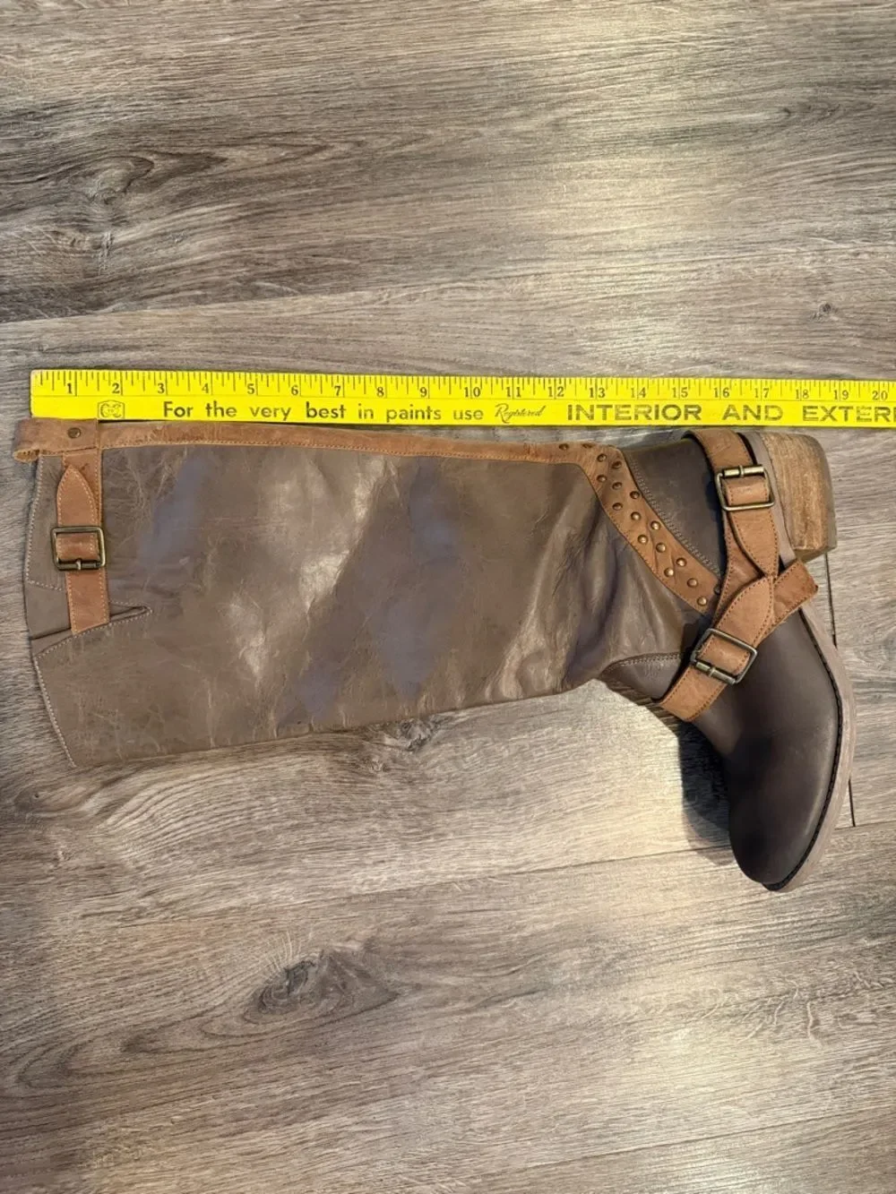 Naughty Monkey Tall Tan Taupe Leather Riding Boho Boots Size 8